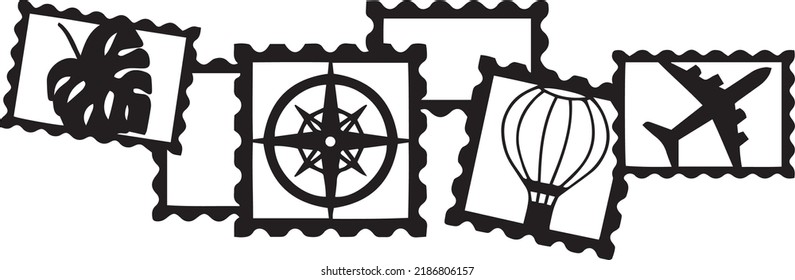 Stamps Vector Clip Art, Black And White