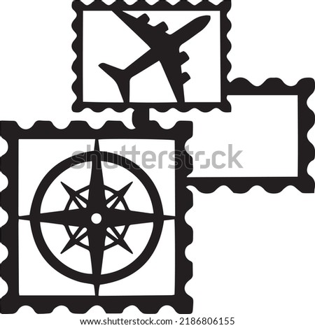 Stamps Vector Clip Art, Black and White