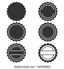 Stamps without text graphic icons set. Blank post stamps collection. Stamps circle form. Vector illustration
