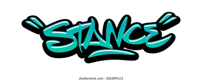 Stance hand drawn text. Lettering, calligraphy word graphic. Illustration for logos, posters, banners, greeting card. Vector.