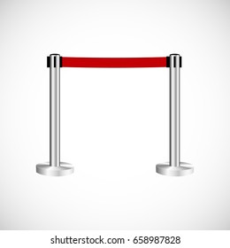 Stanchions barrier isolated on white, Red carpet fence, vector illustration