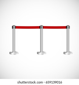 Stanchions barrier isolated on white, Red carpet fence, vector illustration