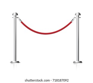 Stanchions barrier. Barrier rope vector illustration. Rope barrier with a vip