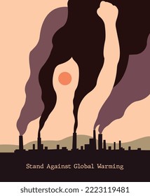 Lucha contra el calentamiento global, ilustración vectorial, arte conceptual para carteles, afiches, folletos y carteles en los medios sociales. Conciencia sobre el cambio climático, Salven la Tierra, no hay planeta B.