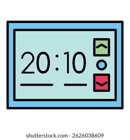 Stand alarm clock icon. Outline stand alarm clock vector icon color flat isolated on white