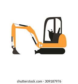 Stand Alone Icon In Flat Style ( Mini Excavator )