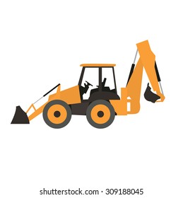 Stand alone Icon in flat style ( buldoexcavator )