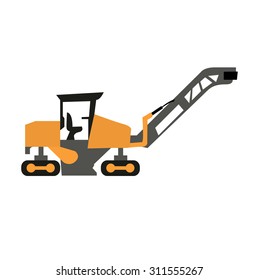 Stand alone Icon in flat style ( asphalt spreading machine )
