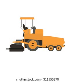 Stand alone Icon in flat style ( asphalt spreading machine )