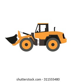 Stand Alone Icon In Flat Style ( Front Wheel Loader )