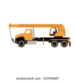 Stand alone Icon in flat style ( Crane Truck )