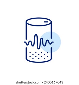 Stand alone voice assistant. Speaker and sound wave. Pixel perfect, editable stroke