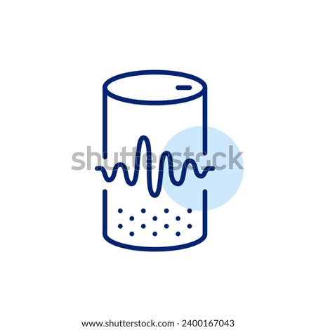 Stand alone voice assistant. Speaker and sound wave. Pixel perfect, editable stroke
