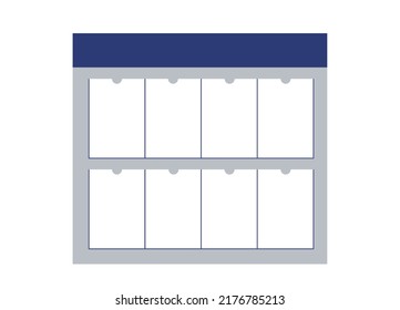 A stand for announcements and information with eight vertical templates of A-4 or A-3 format. Documentation board,  wall board, plan, schedule, bulletin board for institutions and organizations. EPS10