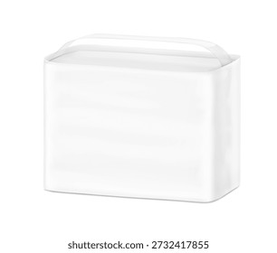 Bolsa de suporte com maquete de alça. Meia vista lateral. Ilustração vetorial isolada no fundo branco. Pronto para o seu design. Suite para a apresentação de fraldas, lenços umedecidos, tapetes de mudança, almofadas e etc. EPS10.