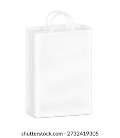 Stand bag with handle mockup. Vector illustration isolated on white background. Ready for your design. Suite for the presentation of diaper, wet wipes, household, etc. EPS10.