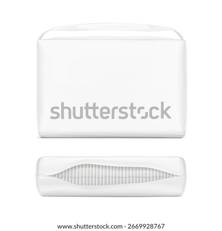 Stand bag with handle mockup. Vector illustration isolated on white background. Ready for your design. Suite for the presentation of diaper, changing mats, pads and etc. EPS10