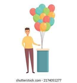 Stand Balloon Seller Icon Cartoon Vector. Street Salesman. Sell Vendor