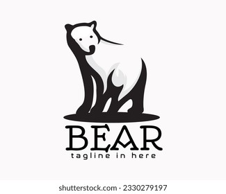 stand bear look back logo symbol design template illustration inspiration