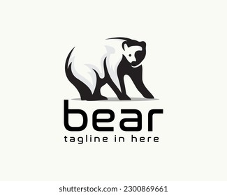 stand bear looking down logo symbol design template illustration inspiration