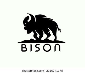  stand bison at  rock logo design template illustration inspiration