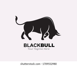 stand Black bull butting logo design inspiration