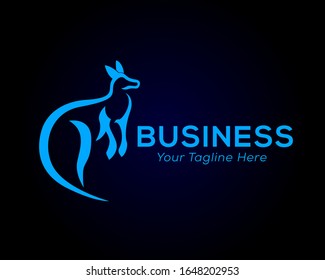 stand Blue kangaroo logo design inspiration