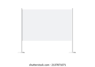 Stand Board Banner Mockup Horizontal Vector, White Signage Panel, Empty Blank Billboard Poster Illustration Isolated, Advertising  Signboard Mock Up