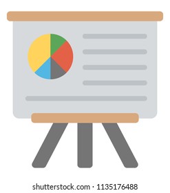 
A stand board with graphical data showing presentation
