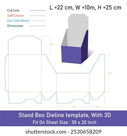 Stand Box Dieline template With 3D, vector file