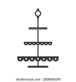 Stell den Kuchen im flachen Icon-Stil. Leeres Tablett für Früchte und Desserts. Vektorgrafik einzeln auf weißem Hintergrund.