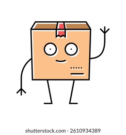 stand cardboard box character color icon vector. stand cardboard box character sign. isolated symbol illustration