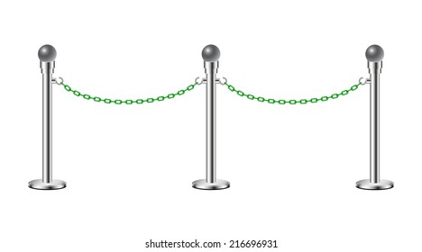 Stand chain barriers with green chain