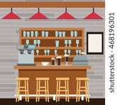 stand chairs bar glasses coffee machine break shop store icon. Colorfull illustration. Vector graphic