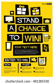 Stand A Chance To Win! (Flat Style Vector Illustration Contest Poster Design) With Instructions and Rules 