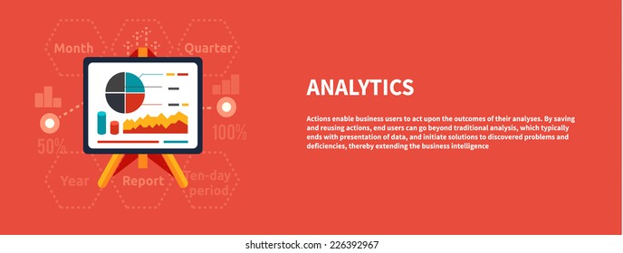 Stand with charts and parameters. Business concept of analytics