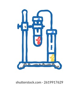 stand and clamp with tube doodle icon sketch vector. stand and clamp with tube sign. isolated symbol illustration