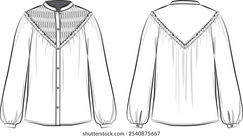 A stand collar long sleeve blouse