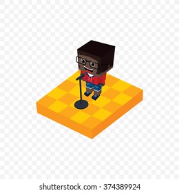 stand up comedian - isometric block cartoon