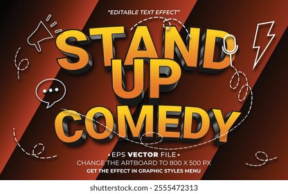 Stand Up Comedy 3d text effect editable effect