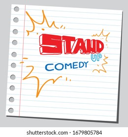 Stand up comedy banner. Sketch style drawing. 