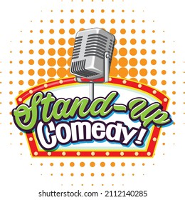 Stand Up Comedy banner with vintage microphone illustration