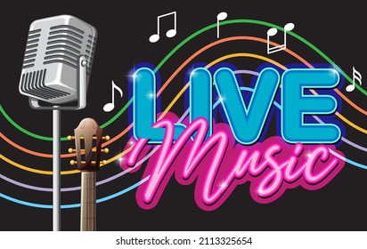 Stand up comedy banner with vintage microphone illustration