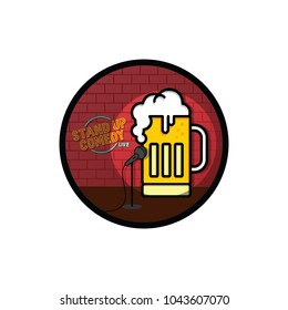 stand up comedy beer theme vector art illustration