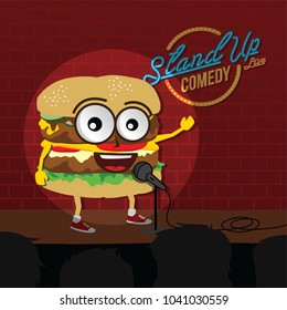 stand up comedy burger open mic vector