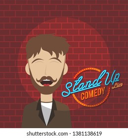 stand up comedy cartoon theme vector art illustration