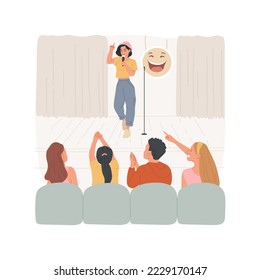 Stand up comedy club isolated cartoon vector illustration. High school hobby, student club, stand up comedy performance, making people laugh, student lifestyle, entertainment vector cartoon.