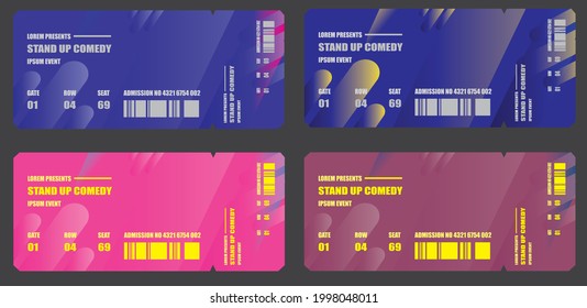 Stand up comedy colorful tickets vector illustration EPS 10.