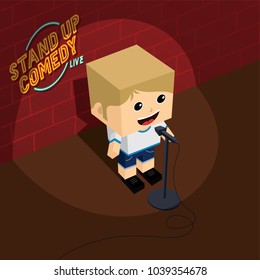 stand up comedy comic guy vector art illustration