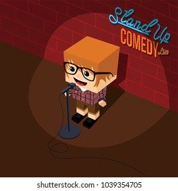 stand up comedy comic guy vector art illustration